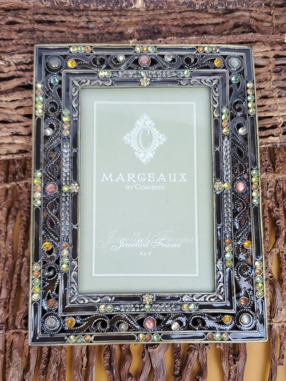 Margeaux Jeweled Black Picture Frame with Multicolor Accents